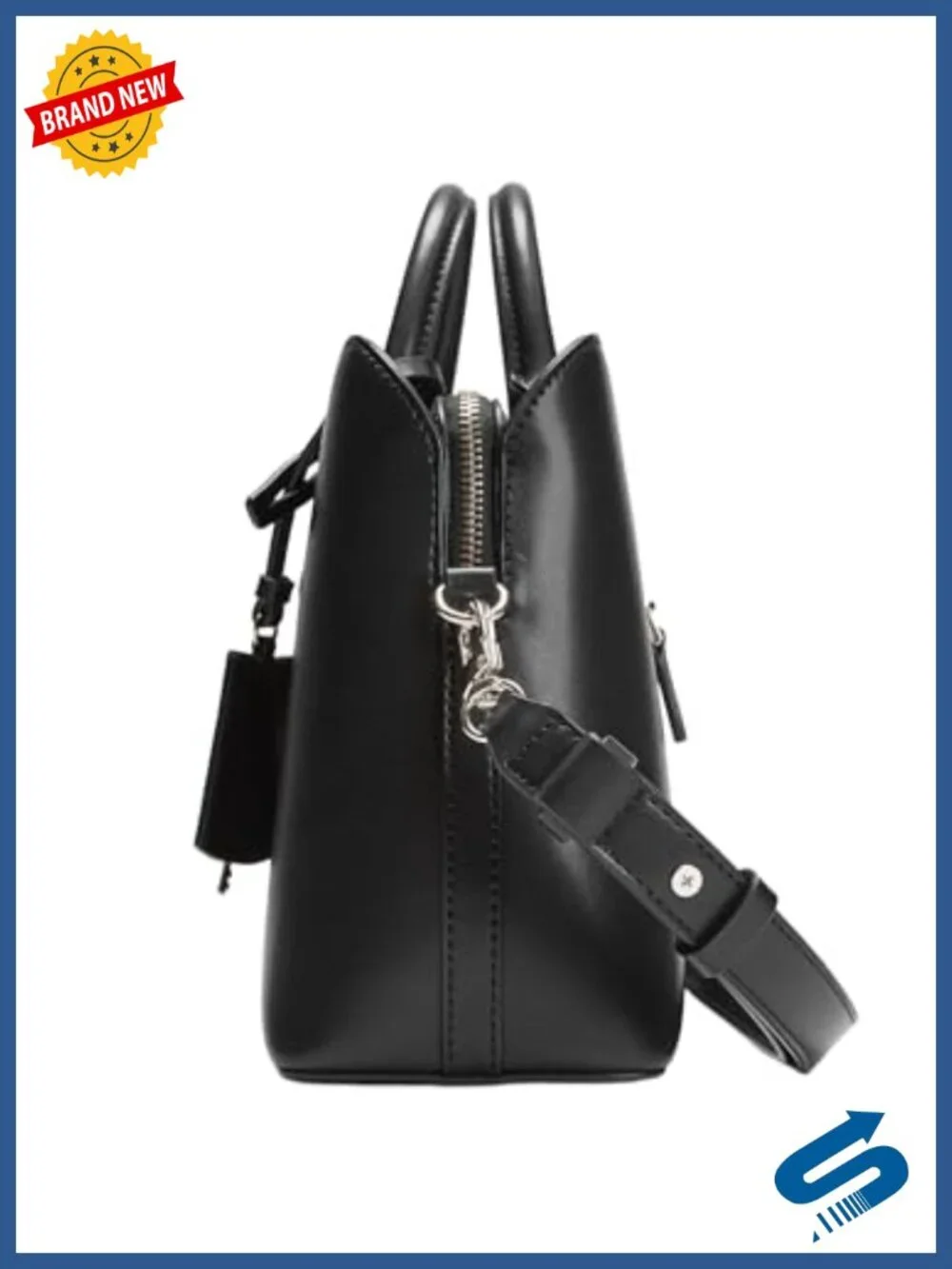 Women's Satchel with Shiny Gold Hardware, Adjustable Strap